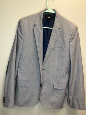 H&M Light Gray Men's Sport Coat with Navy Lining